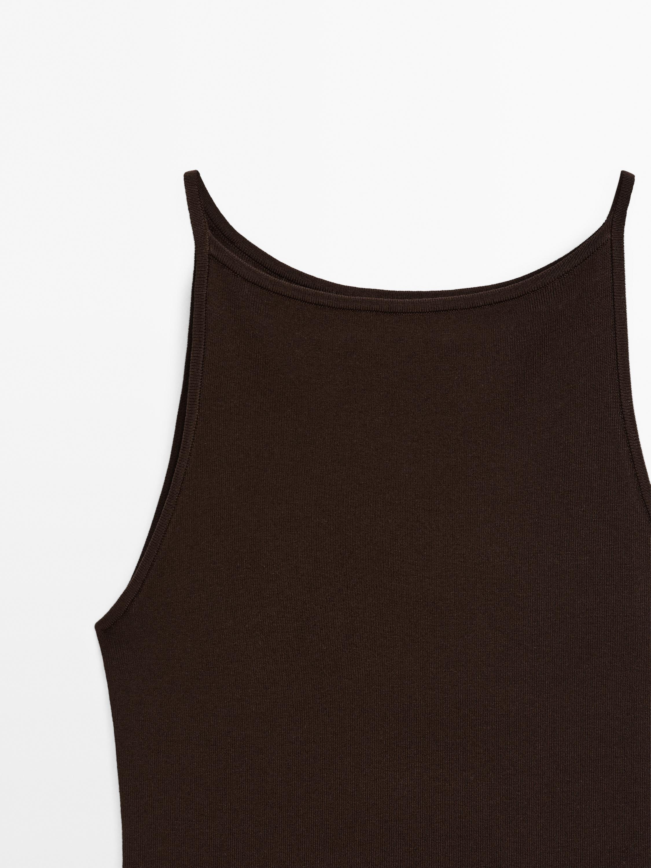 Long strappy cotton blend dress